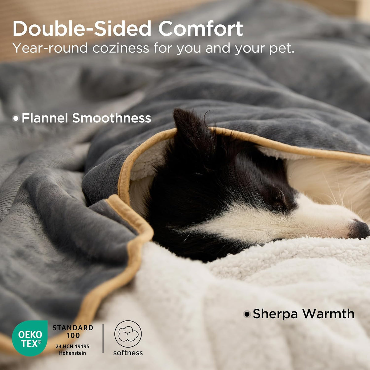 Bedsure Waterproof Dog Blankets for Small Dogs Soft Cat Blanket Warm - Twin-XL(66x90") / Grey - image 2