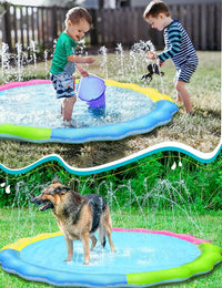 Jasonwell non slip splash pad sprinkler for kids and dogs spraying water in a backyard - view 15