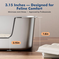 Stainless Steel Cat Litter Box with Low Entry - Silver / 23.4"L x 15.6"W x 7.8"H - image 2
