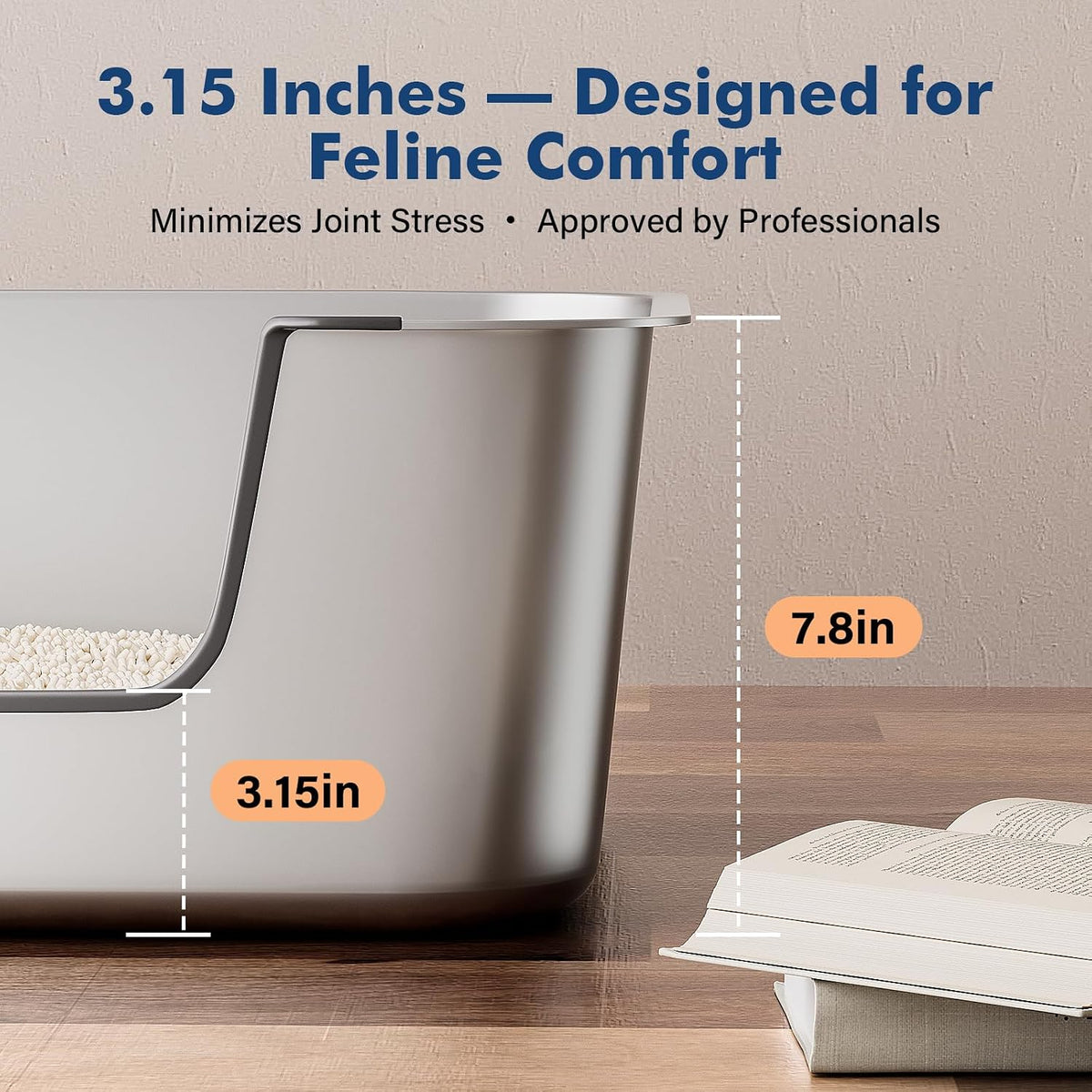 Stainless Steel Cat Litter Box with Low Entry - Silver / 23.4"L x 15.6"W x 7.8"H - image 2