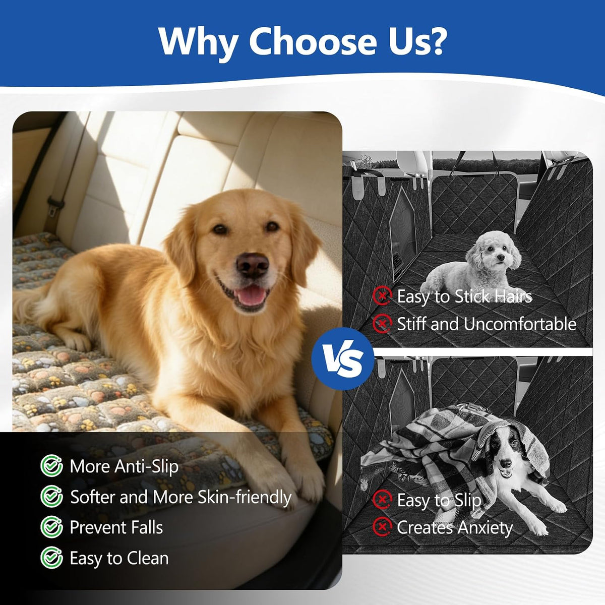 Thickened Dog Bed for Car Back Seat, Upgraded Bottom Non-Slip - Gray-paw - image 2