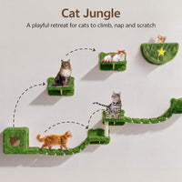 Cat Wall Shelves, 9-in-1 Wood Cat Wall Furniture Set, Burlywood – Essentials for Cats - Green / 13 Piece Set - image 4