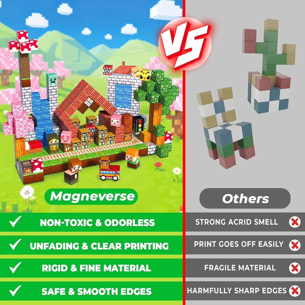 Magneverse Magnetic Blocks, Magnet Building Cubes for Boys Girls - Forest / 300 pcs - image 4
