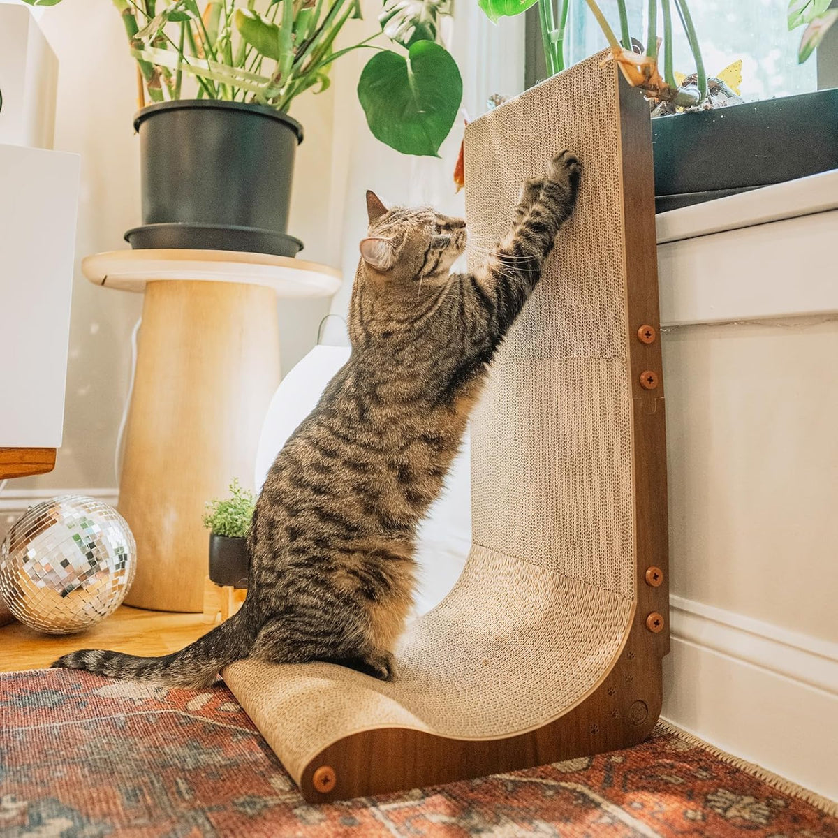 Necoichi Cardboard Cat Scratcher Wall for Indoor Cats - Regular 27.6" / Wall(Dark Cherry)