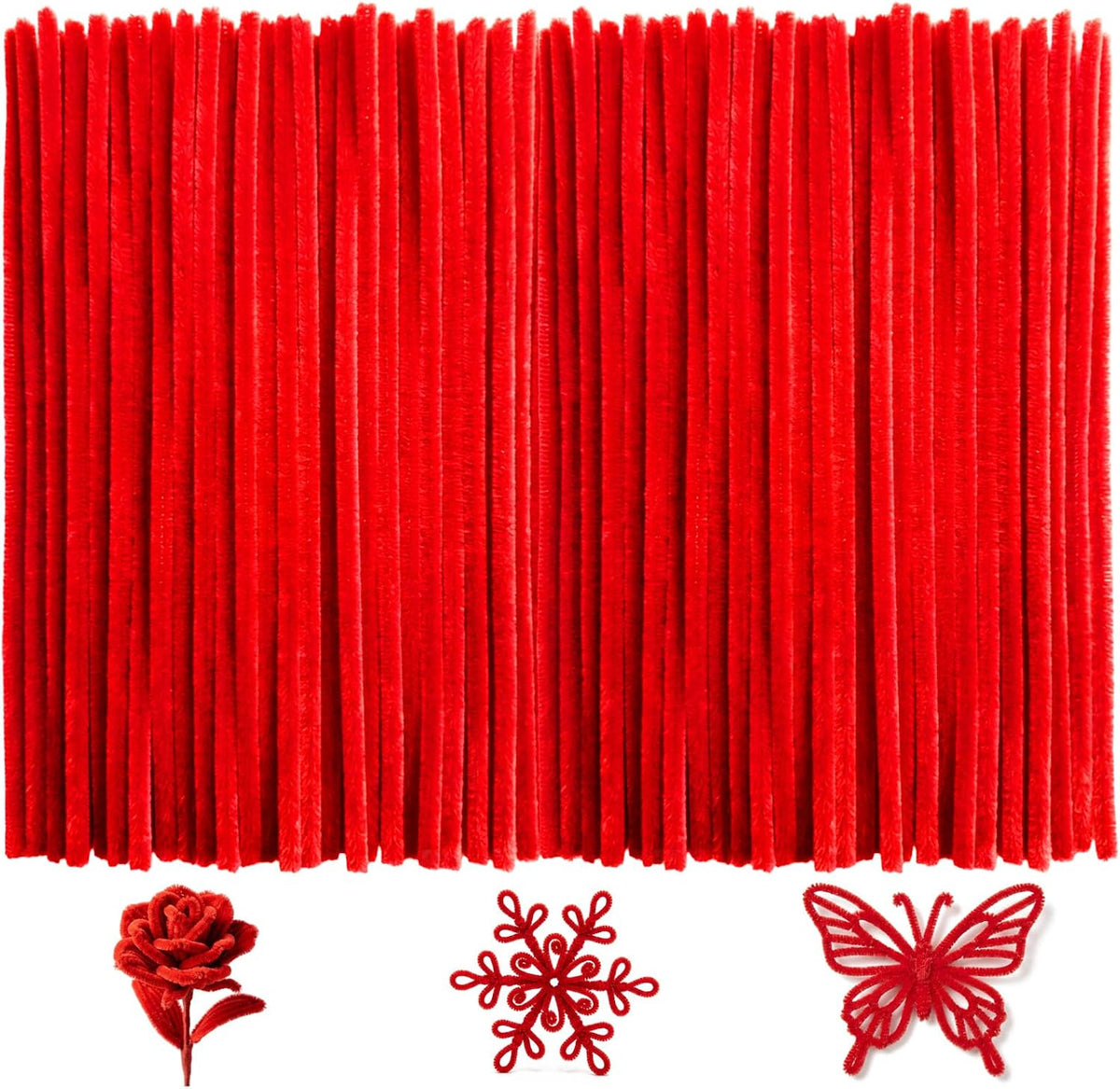 Black Pipe Cleaners for Crafts, Craft Supplies, Arts and Crafts - Red