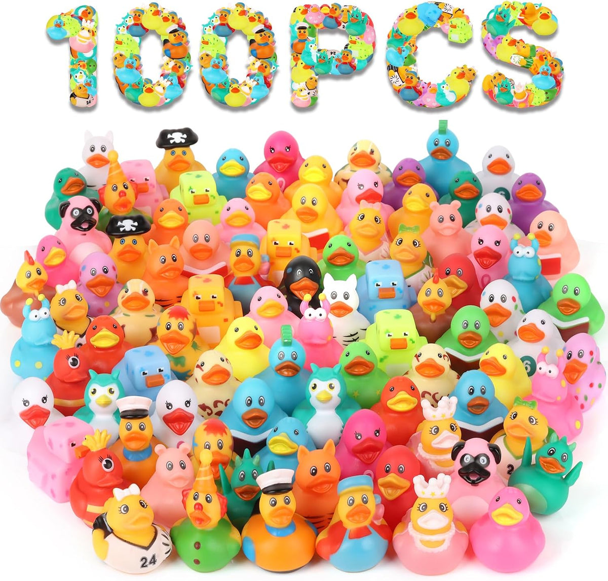 DMSKY 52 Pcs Halloween Rubber Ducks in Bulk, Assorted Styles – Fun for Kids & Family - Pack of 100