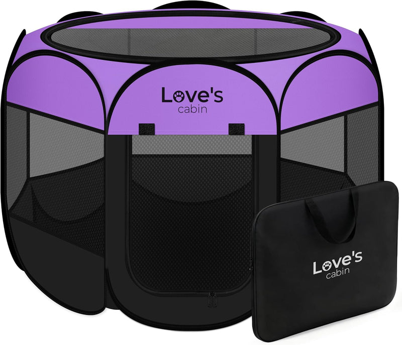 Love's cabin Pet Puppy Dog Playpen - Purple / 38.0"L x 38.0"W x 23.0"H