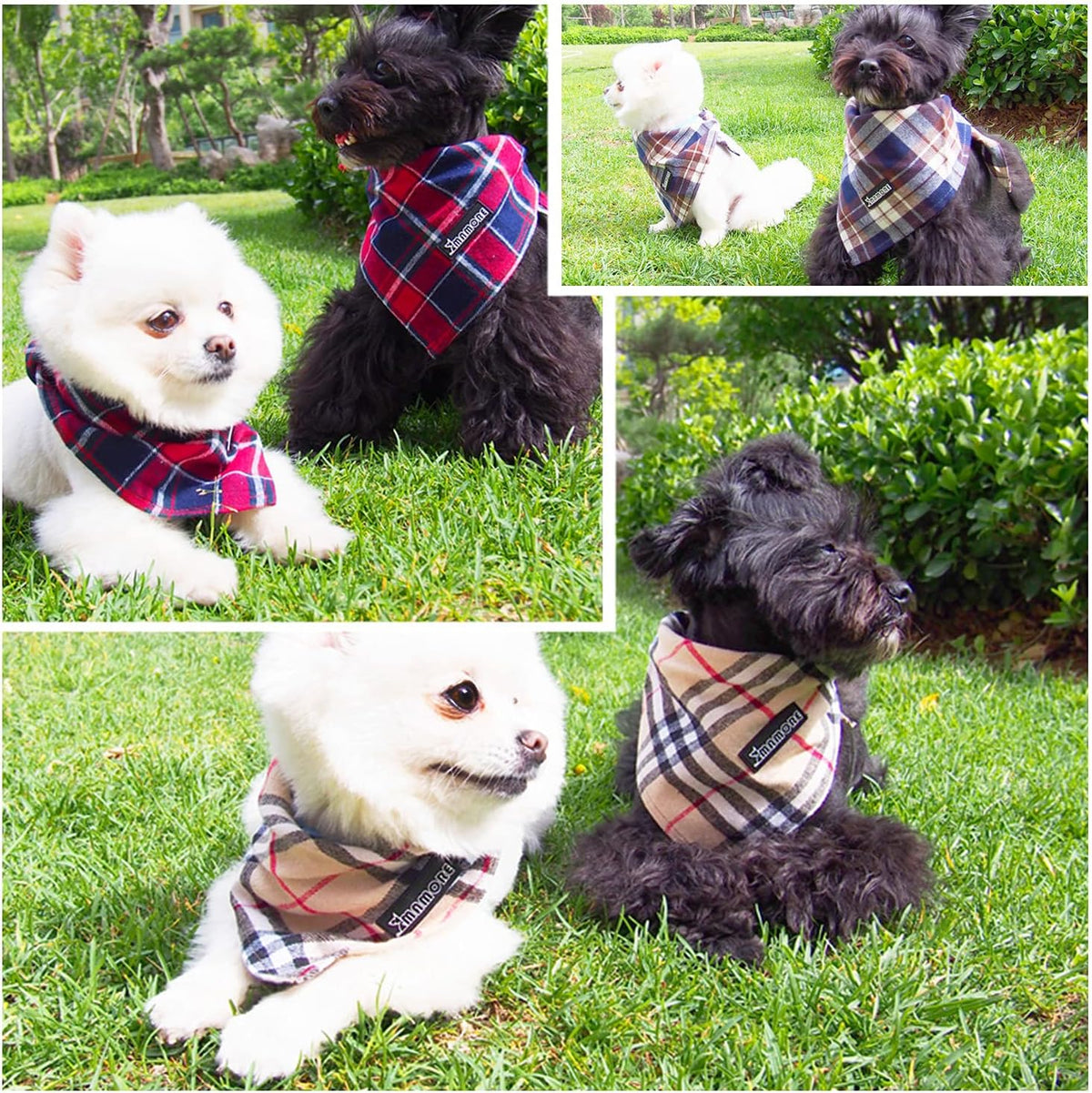 Soft Washable Plaid Bandanas for Dogs and Cats - Brown&Blue / Small - image 4