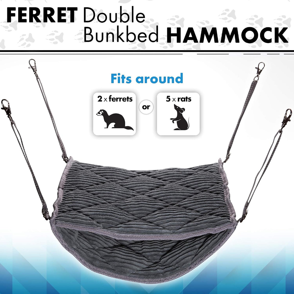 Ferret Hammock for Cage, Plush Double Bunk Bed Hanging Clips - Red - image 2