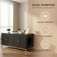 28.3" L Cat Litter Box Enclosure with Metal Frame - 47.2"L / Black - image 3