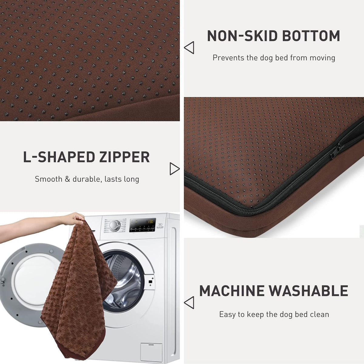 KSIIA Washable Dog Bed for Crate Waterproof for Medium Dogs - Brown / 35.0"L x 22.0"W x 3.0"Th - image 4