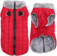 Fleece Dog Jacket for Small Dogs, Puppy Coat with Harness - Red / XXX-Large