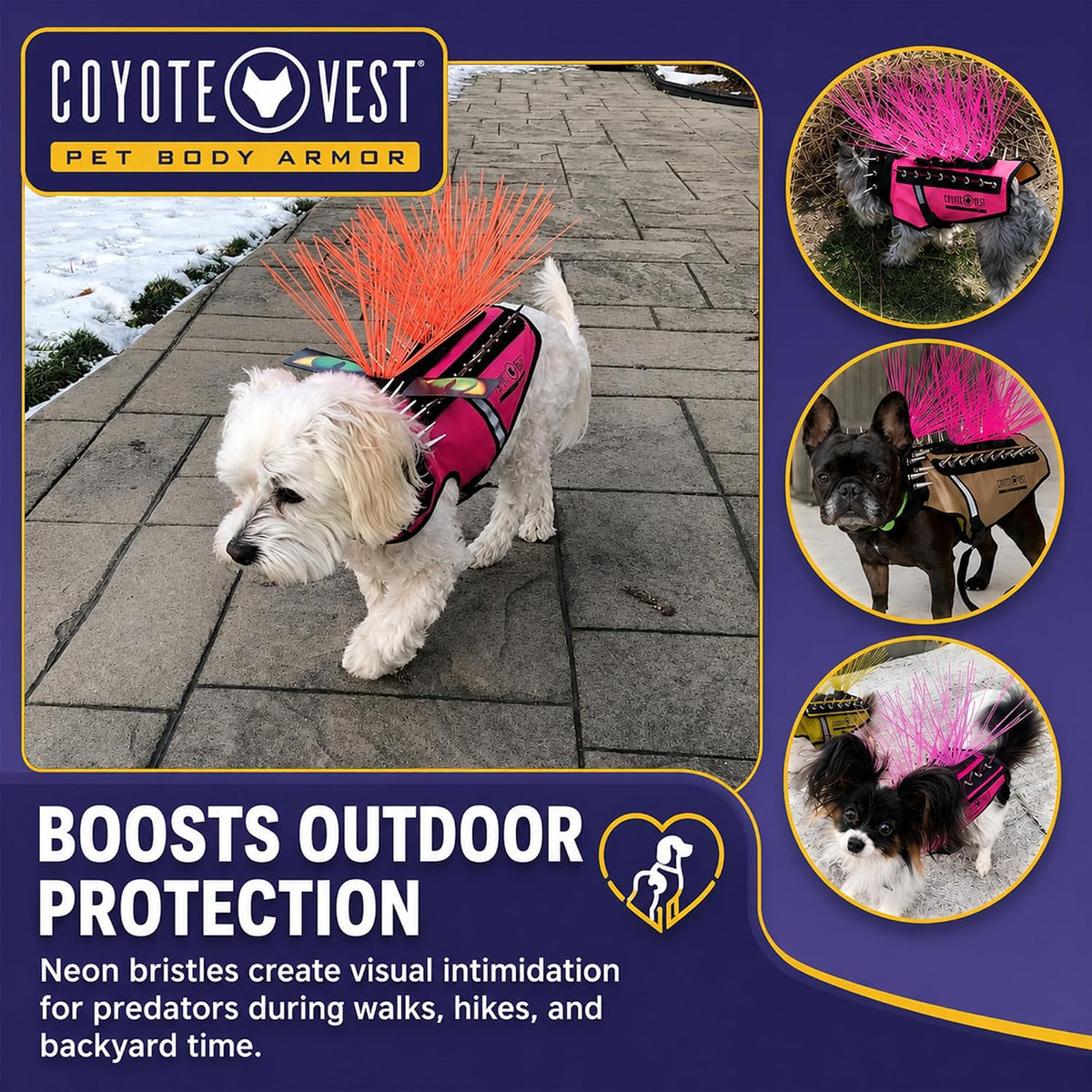 Coyotevest Coyotewhiskers Protective Nylon Dog Harness Bristles - Orange - image 2
