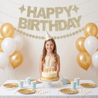 BEISHIDA Pre-Strung Glitter Pink Happy Birthday Banner Party Sign - Champagne - image 4