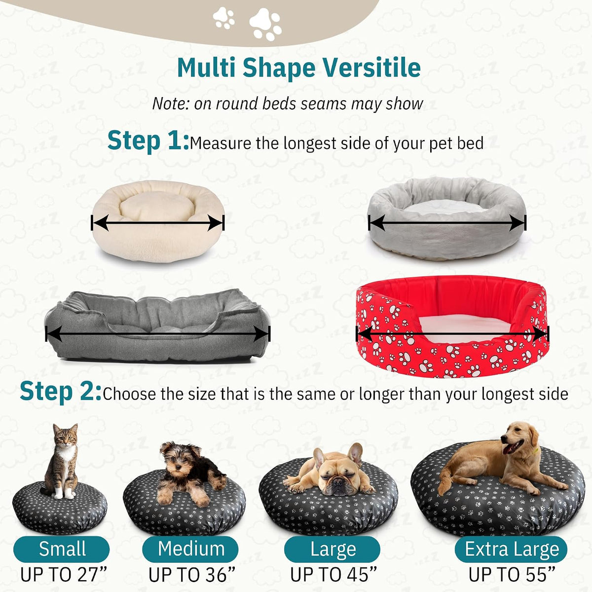 Round Dog Bed Covers Replacement Washable - Paw Chic / Large (Up to 45″) - image 3
