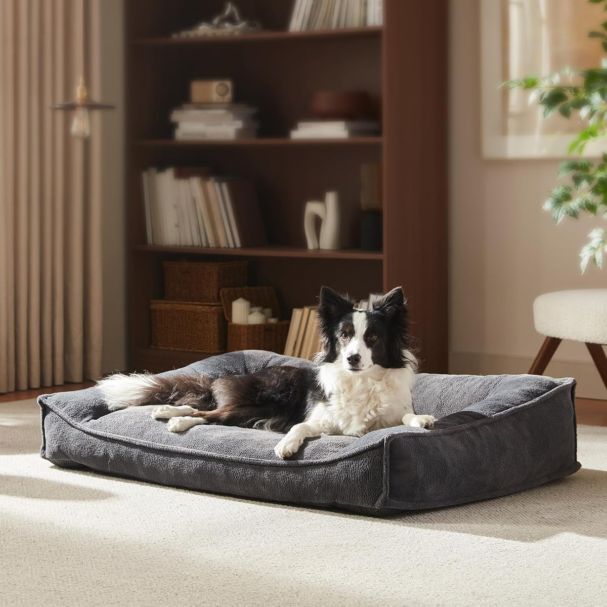 FURTIME XL Orthopedic Dog Bed Large Sized Dog - Grey / 35"L x 25"W x 8"Th