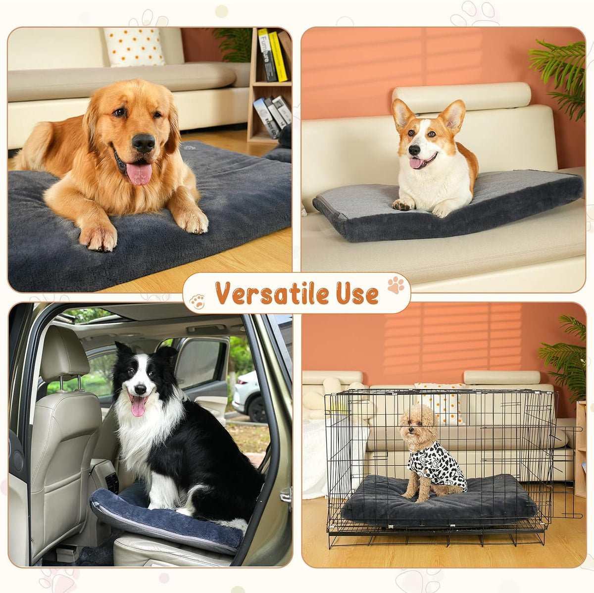 EMPSIGN Dog Bed Mat Crate Pad Mattress, Ultra Soft Pet Kennel - Grey / M(29"*18"*3") - image 4