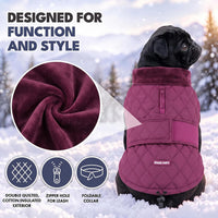 Spark Paws Quilted Dog Winter Coat - Magenta / Large - image 3