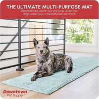My Doggy Place Microfiber Dog Mat for Muddy Paws, 8' x 2' Light Blue - Non-Slip, Absorbent and Quick-Drying Dog Paw Cleaning Mat, Washer and Dryer Safe - Hallway Runner