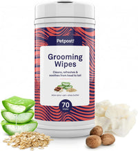 Large dog grooming wipes with coconut extract and aloe, 5 x 7 inch cotton wipes