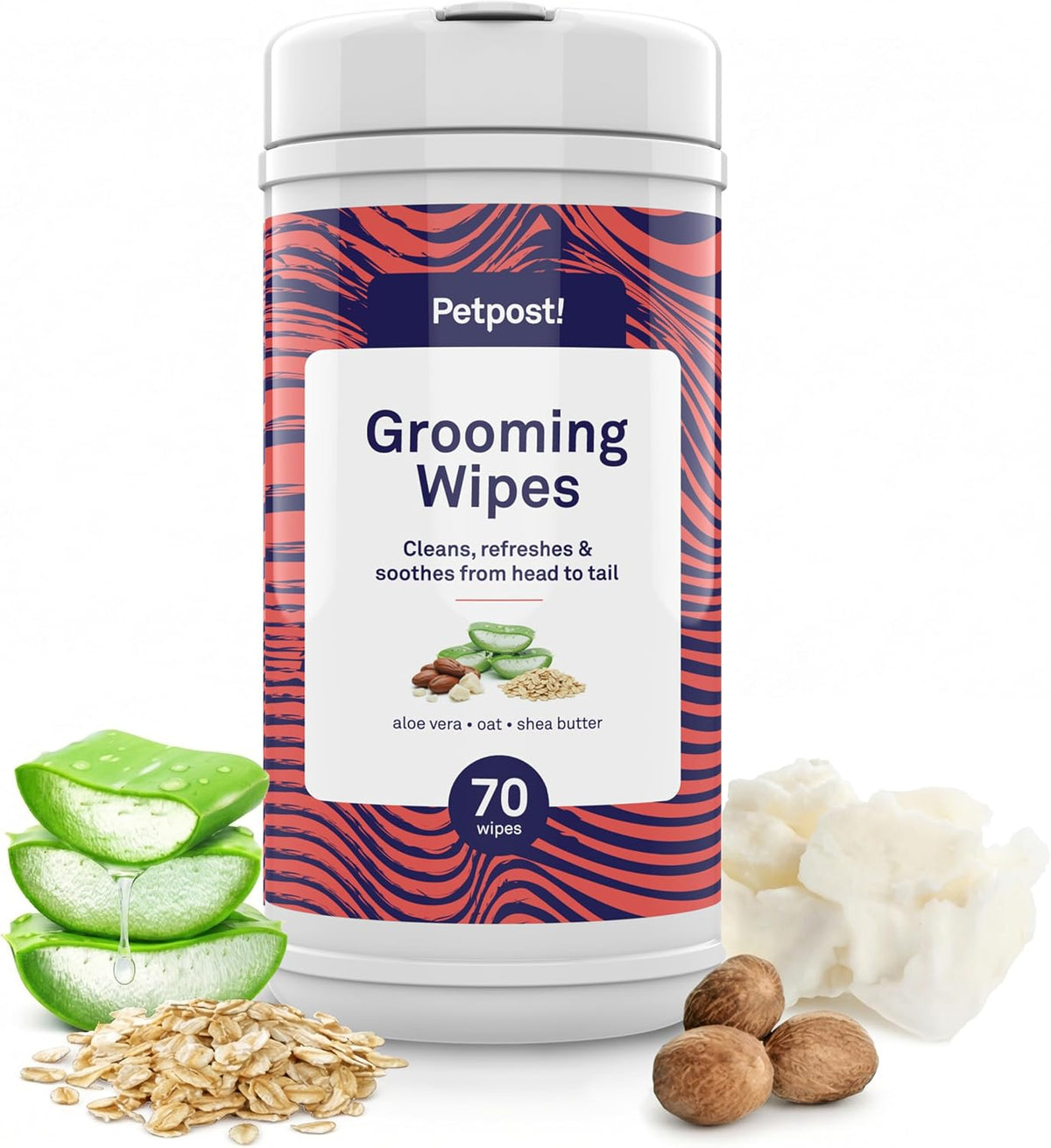 Large dog grooming wipes with coconut extract and aloe, 5 x 7 inch cotton wipes