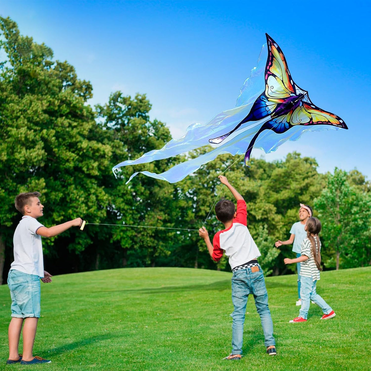 SGftre Tulle Butterfly Pink Kite，Extremely Easy to Fly - yellow - image 3