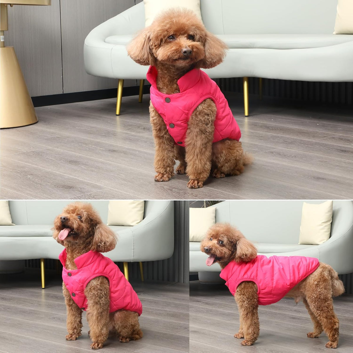 Fleece Lined Dog Jacket for Small Dogs, Winter Dog Coat - Pink / Medium - image 2