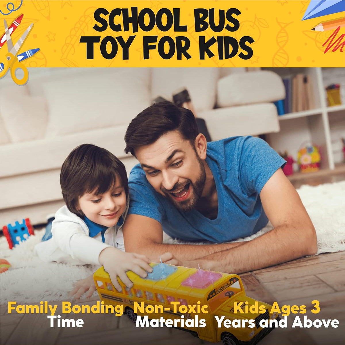 Toysery Yellow School Bus for Boys and Girls 3 Years Old and Above – Fun for Kids & Family - image 3
