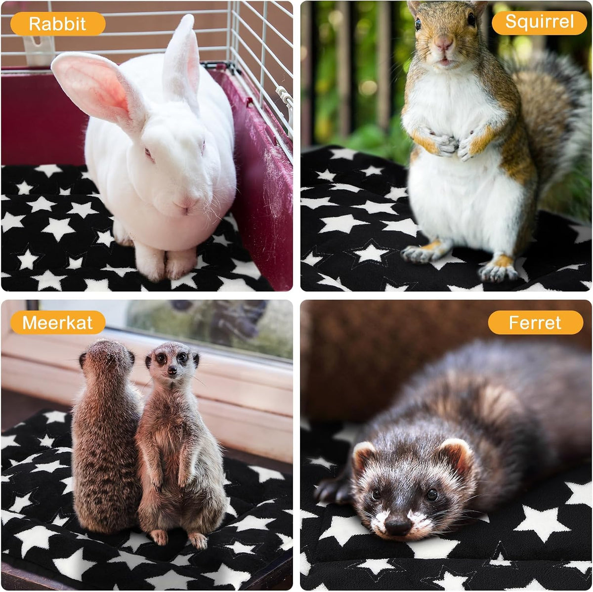 4 Pcs Dog Crate Pads Soft Warm - Rectangular 18 x 14 x 1.6 Inch / Star / Black - image 4