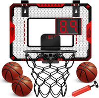 Indoor Basketball Hoop with Electronic Scoreboard & Balls for Kids - Indoor Basketball Hoop-red