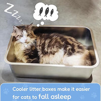 LIHONG Stainless Steel Cat Litter Box for Cat and Rabbit, Odor Control Litter Box Non Slip Rubber Feet. Odor Control, Non Stick, Never Bend 16" L x 12" W x 4" H