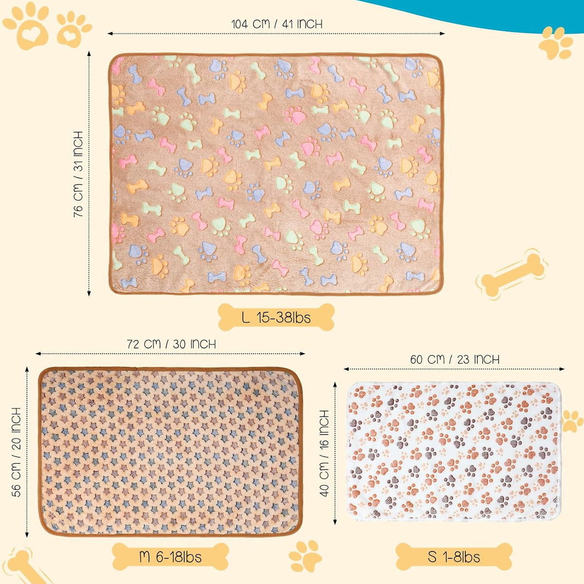 Tatuo 12 Pcs 30x20 in Puppy Dog Blankets Fleece Cat Pet Blankets Soft - 41 x 30 Inch - image 2