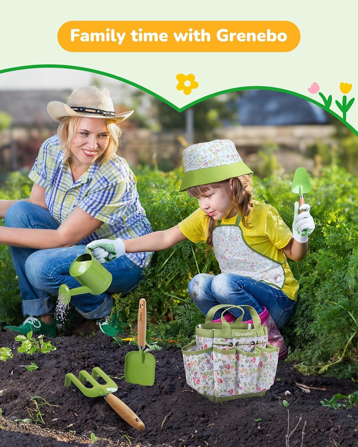 Grenebo 8-Piece Kids Gardening Set with Garden Tools for Kids - A-green - image 4