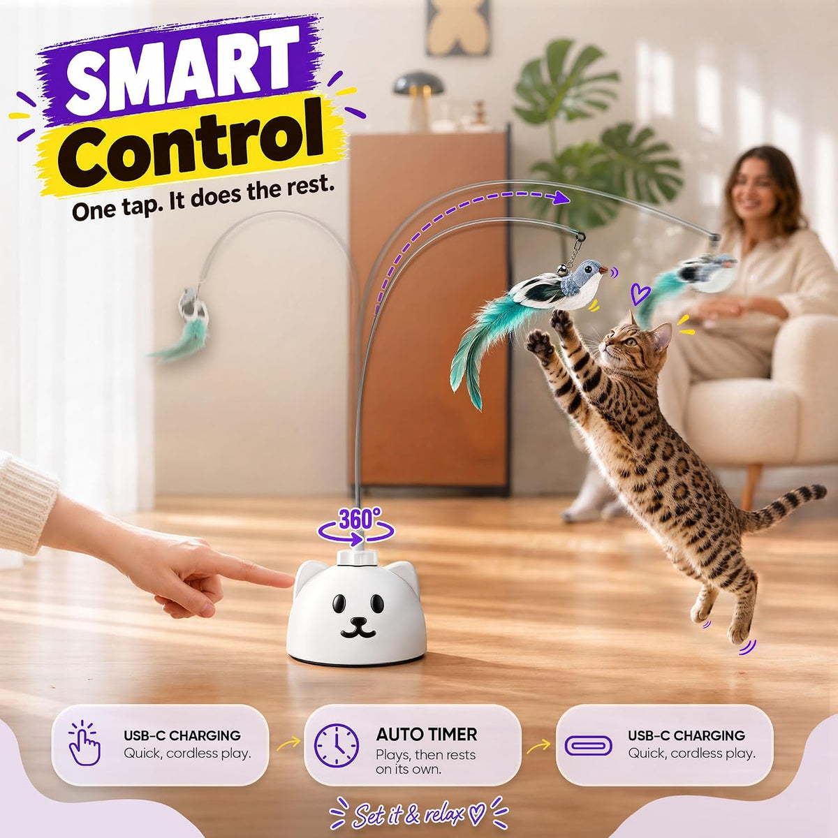 Interactive Cat Toys for Indoor Cats - White - image 4