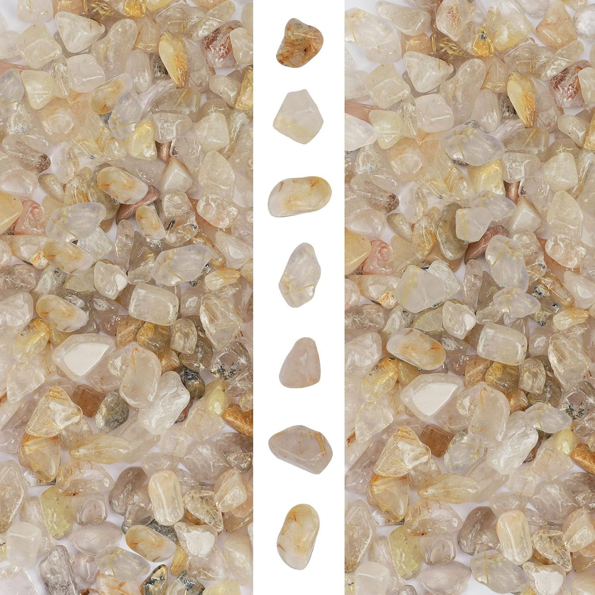 gemshan 2lb Rose Quartz Chips Natural Crushed Crystal Chip Bulk - Rutilated quartz