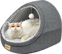 Cute Cat Beds for Indoor Cats, Cave Bed for Kittens - Medium / Dark Gray