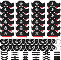 Halatool pirate party hat set with 6 felt hats, 6 skull eyepatches and 6 fake mustaches - view 5