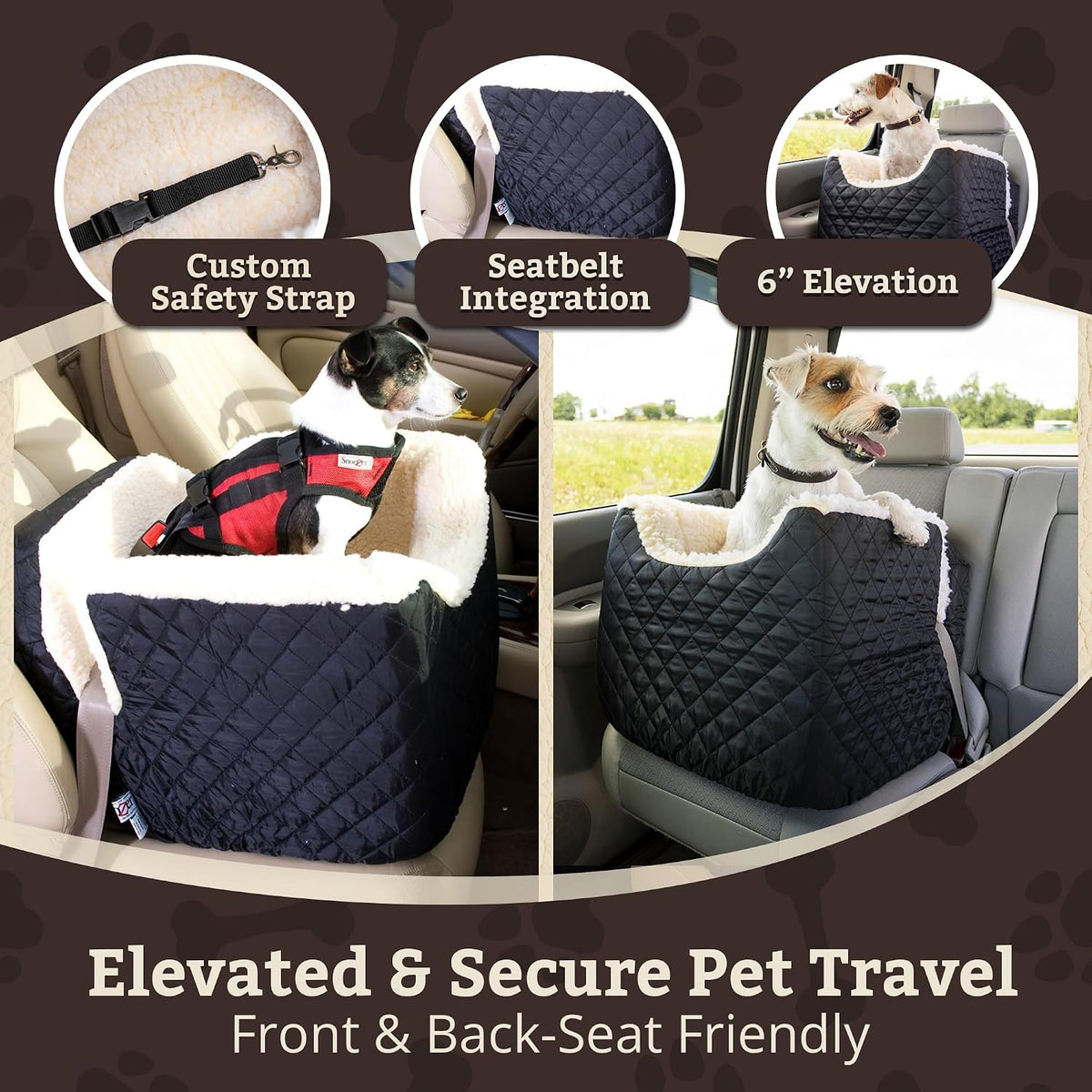 Snoozer Lookout I Car Seat, Dog Car Seats for Small Dogs - Black Quilted / Small - image 4