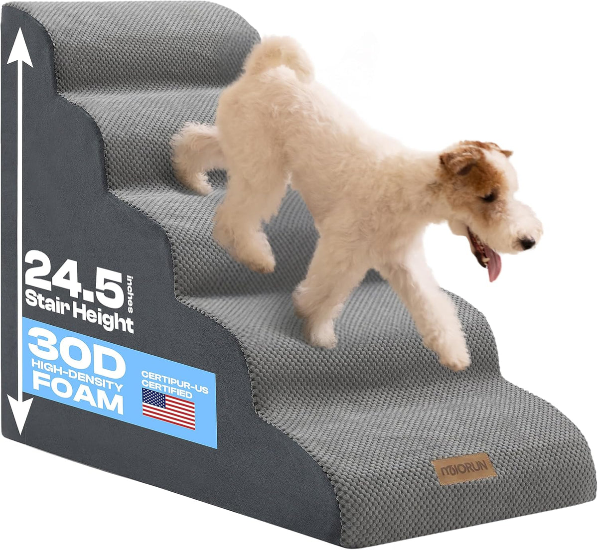 Miorun Dog Stairs for High Beds - Light Grey / 5.0 / Stairs 24.5"H