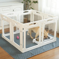 Clear Acrylic Dog Playpen Indoor, 24" H - White / 8 Panels / 24" Height