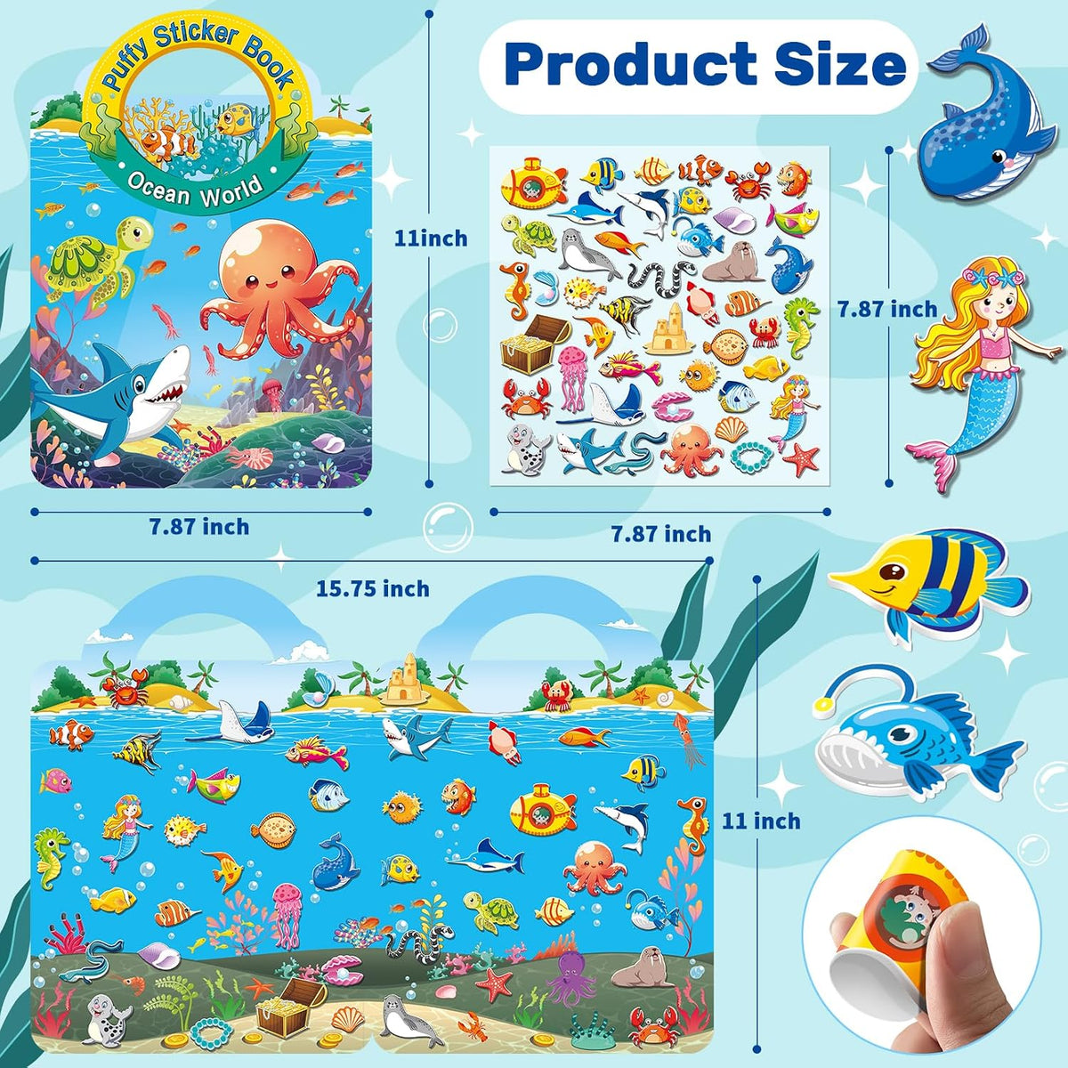 Elfew 3 pack Halloween reusable sticker books for toddlers with puffy stickers - view 6
