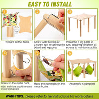 Guinea Pigs Hammock with Natural Wooden Stand- Large Hanging Hammock Bed for Piggies Chinchilla Hamster Bunny Ferrets Hiding Sleeping