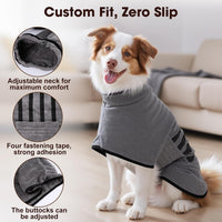 Microfiber Dog Bathrobe, Super Absorbent Dog Drying Coat – Essentials for Dogs - Black / XX-Large - image 3