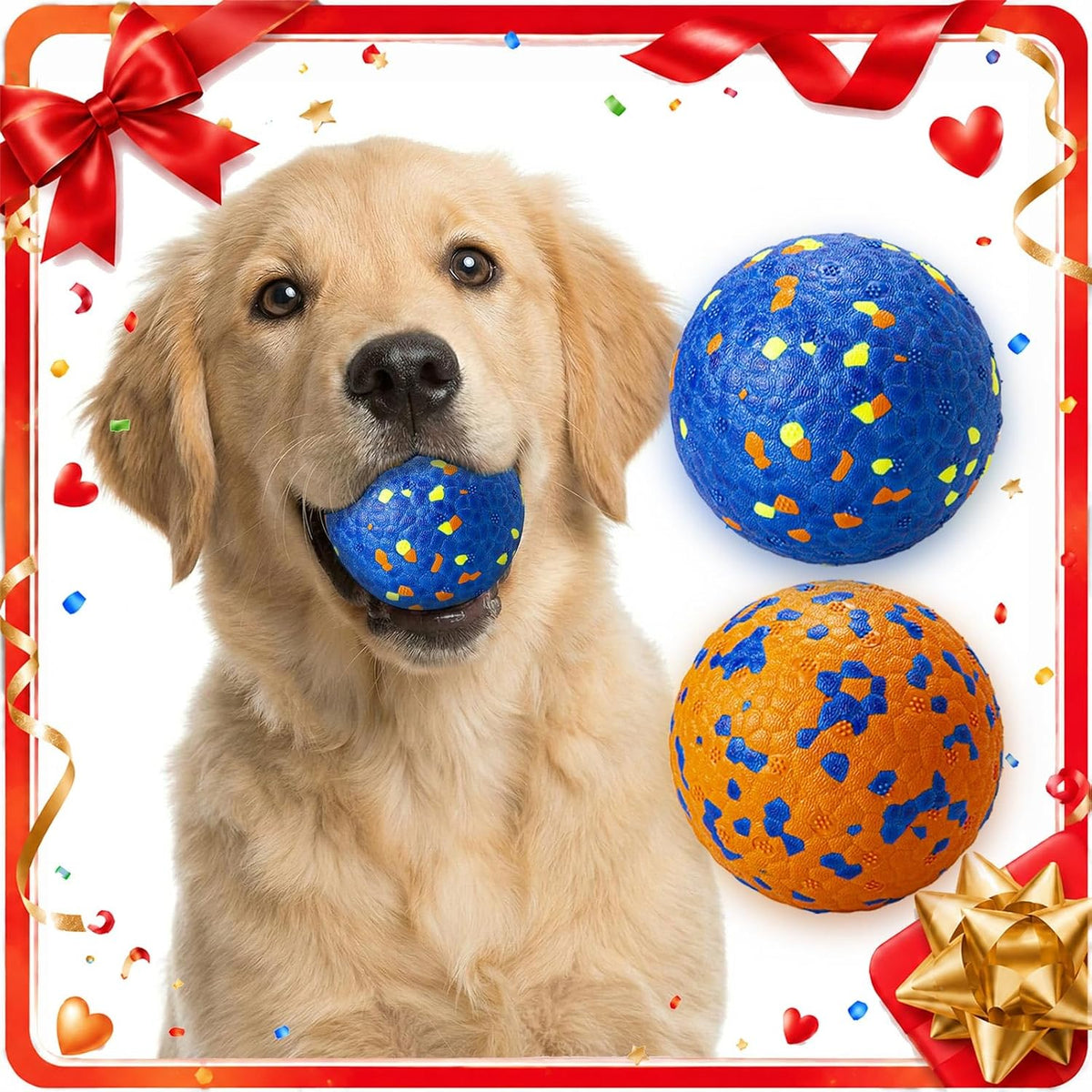 Dog Balls, Indestructible Dog Tennis Balls for Aggressive Chewers – Essentials for Dogs - Blue & Orange (2-Pack) / Medium (3" diameter) - image 2