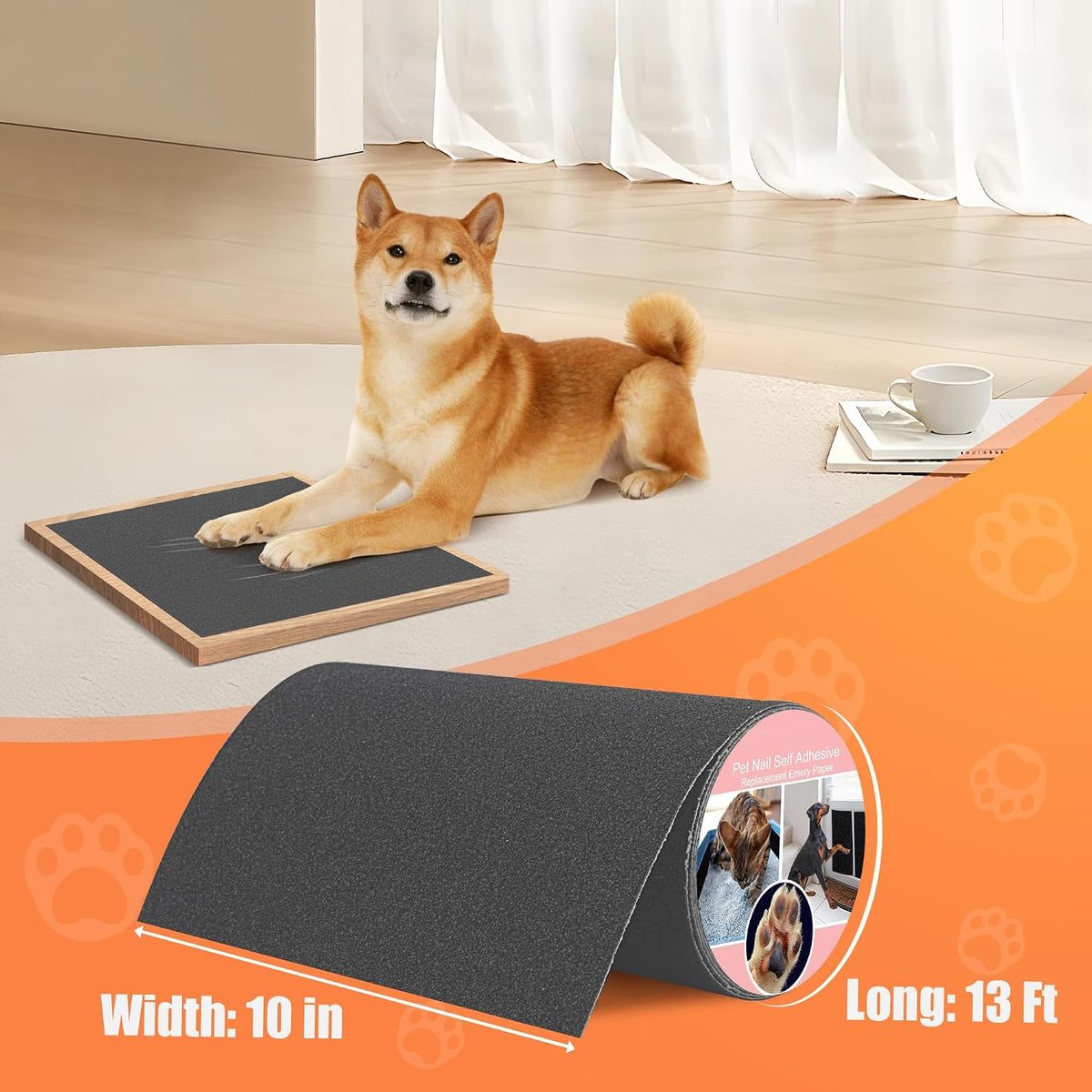 Pet Nail Self Adhesive Replacement Emery Paper - 10in*13ft / Gray - image 2