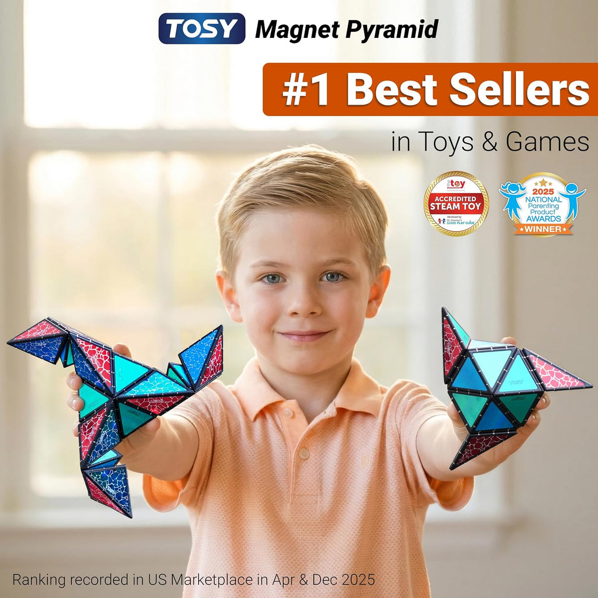 TOSY Magnet Pyramid Glow - 1 Cube Transforms into 1 Billion Shapes, 12 Pieces, 243 Magnets - Stone (Set of 2) - image 2