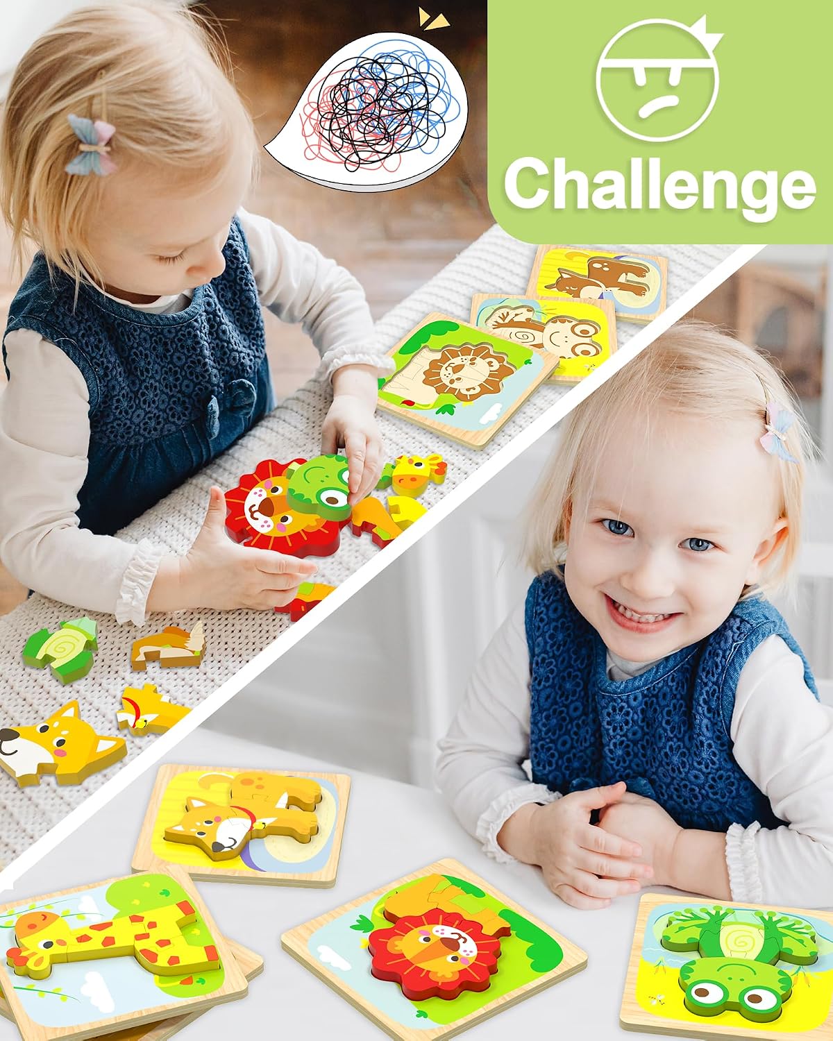 Benresive Wooden Toddler Puzzles - 6 PCS - image 2