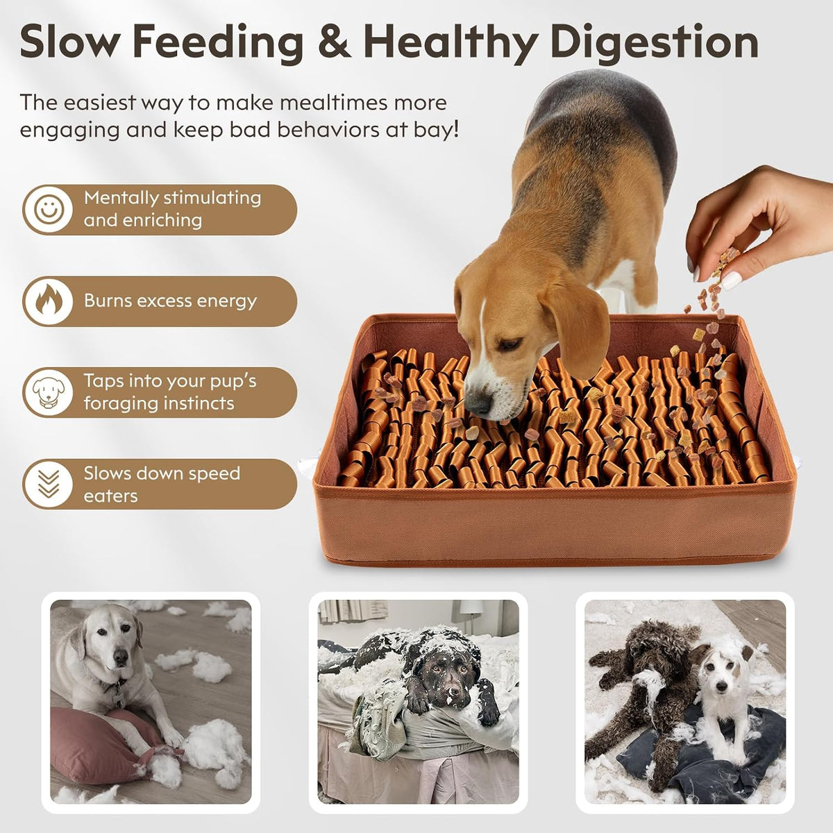 FunFurry Snuffle Mat for Dogs, Dog Puzzle Mat - Brown / 17" X 15" - image 4