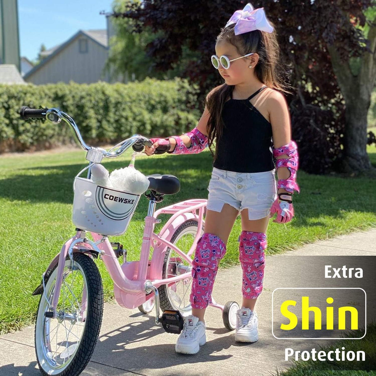 Soft-Style Kids Knee and Elbow Pads with Bike Gloves - Small / (2nd Gen) Pink Camo - image 2