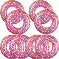 Leitee 8 kids inflatable donut pool floats with sprinkles in blue, purple, white and pink - view 3